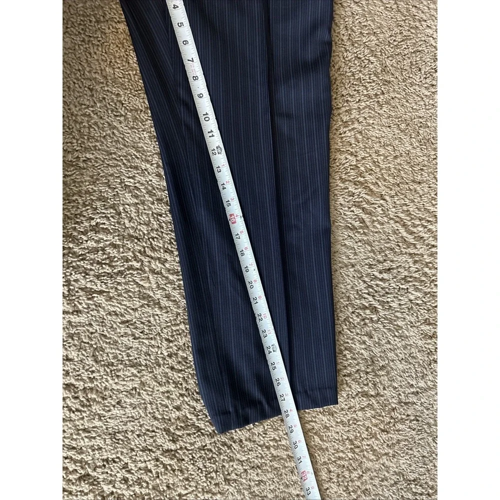 Calvin Klein Suit Mens 40R black Pinstripe 2 Button 100% Wool‎ 34x28 Pants